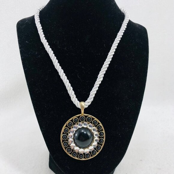 Women Necklace 16" Big Round Statement Pendant Rope Retro Boho Fashion Costume - Picture 3 of 11